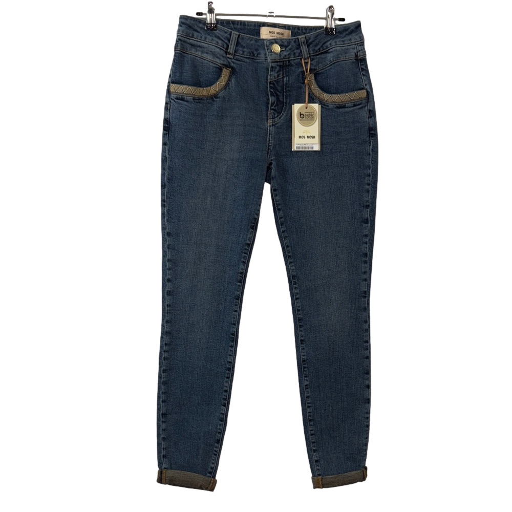 MOS MOSH Classic Blue Ankle Jeans with Tan Accents NWT